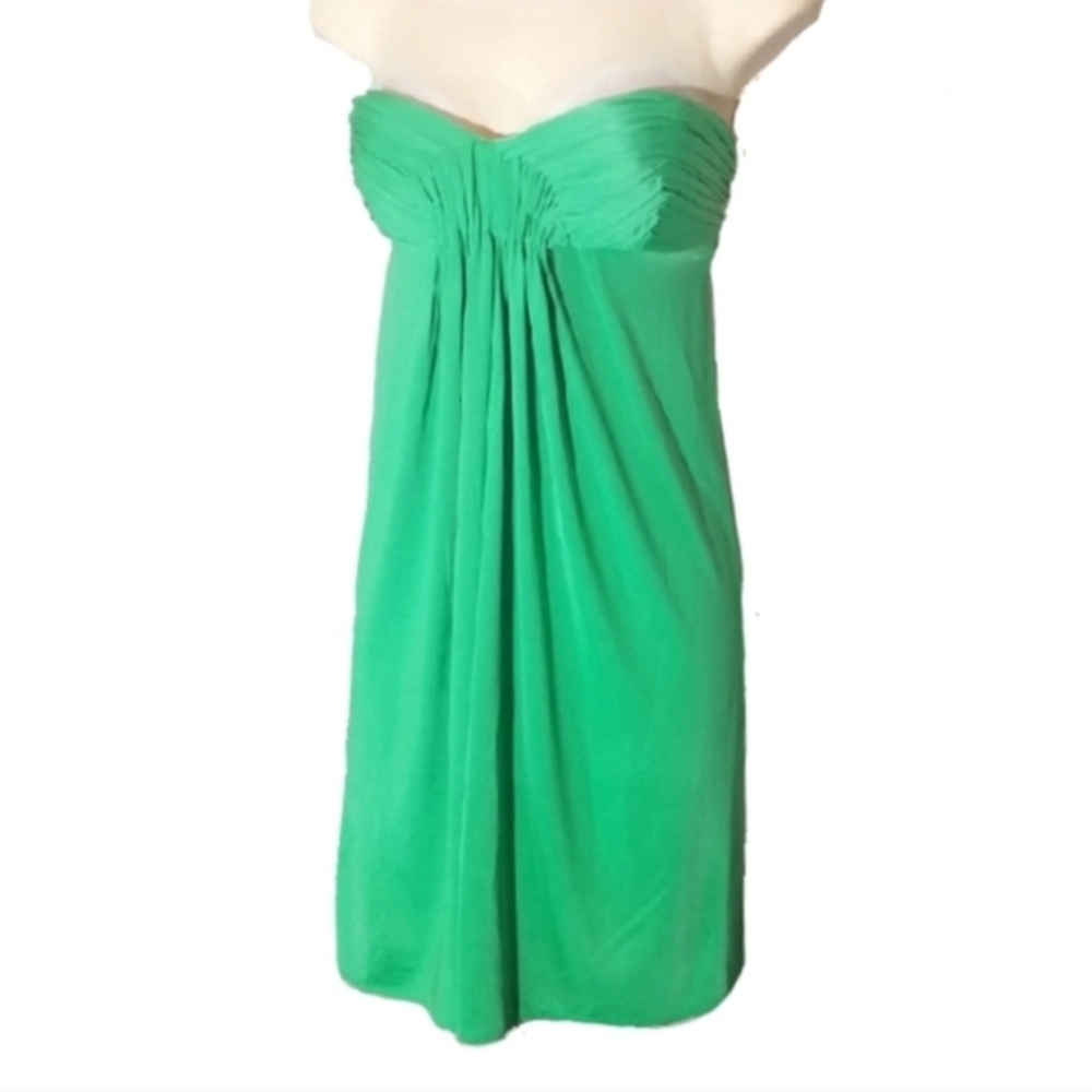 Dress Strapless Mini Ruched Sweetheart Bodice Green Size S